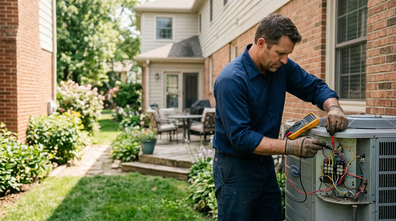 HVAC technician working in a home in Wyoming
